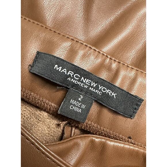 Marc New York Andrew Marc Womens Cognac Faux Leather Cropped Pants 2 - Picture 15 of 16